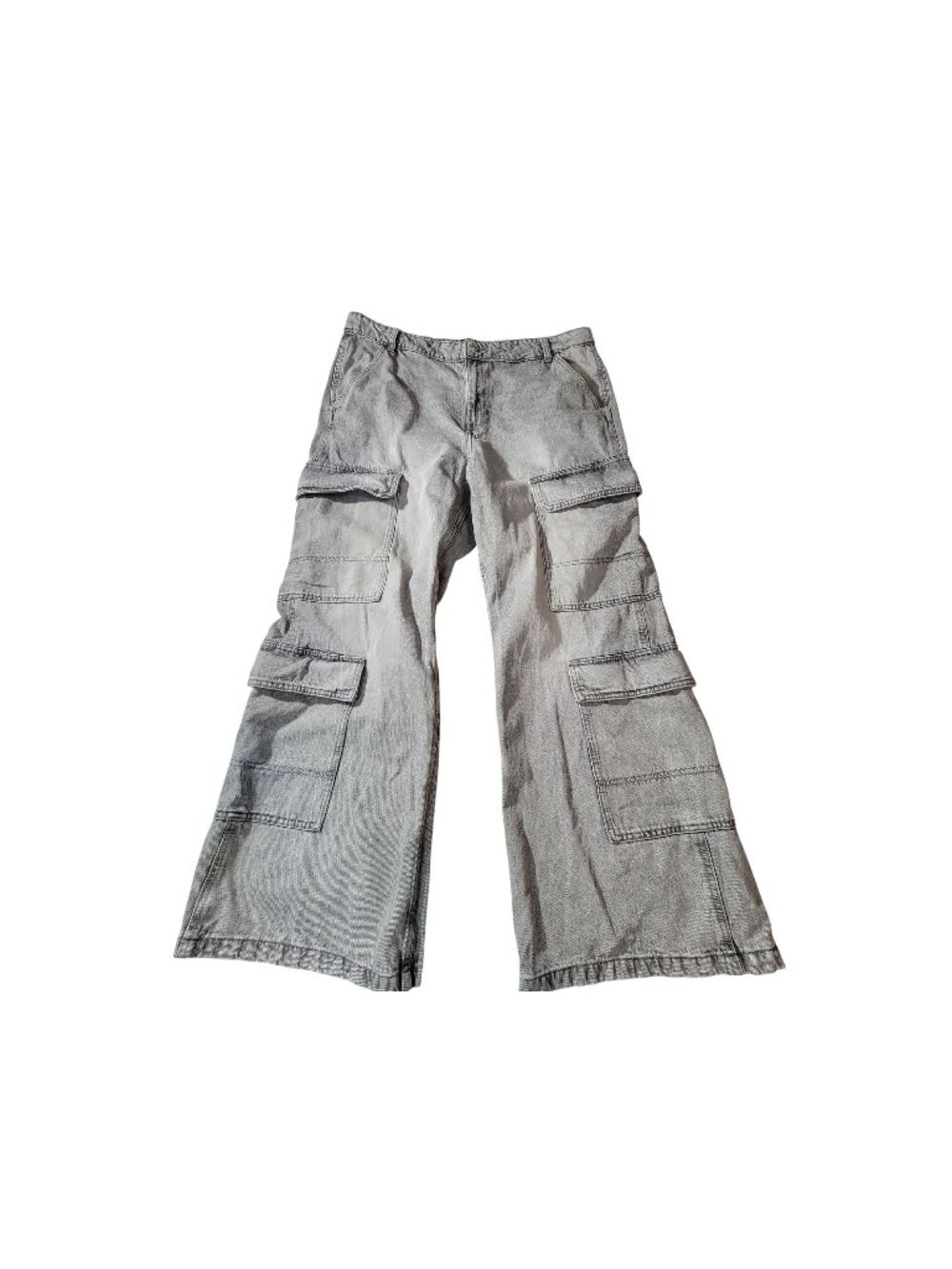 Divided H&M Womens Gray Cotton Cargo Pants Casual Relaxed Fit With Pockets 16